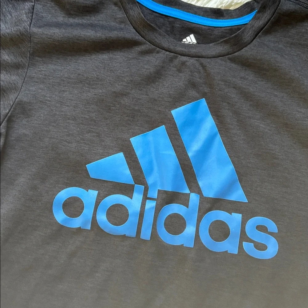 Boys Adidas Tee Black Blue Logo 7
